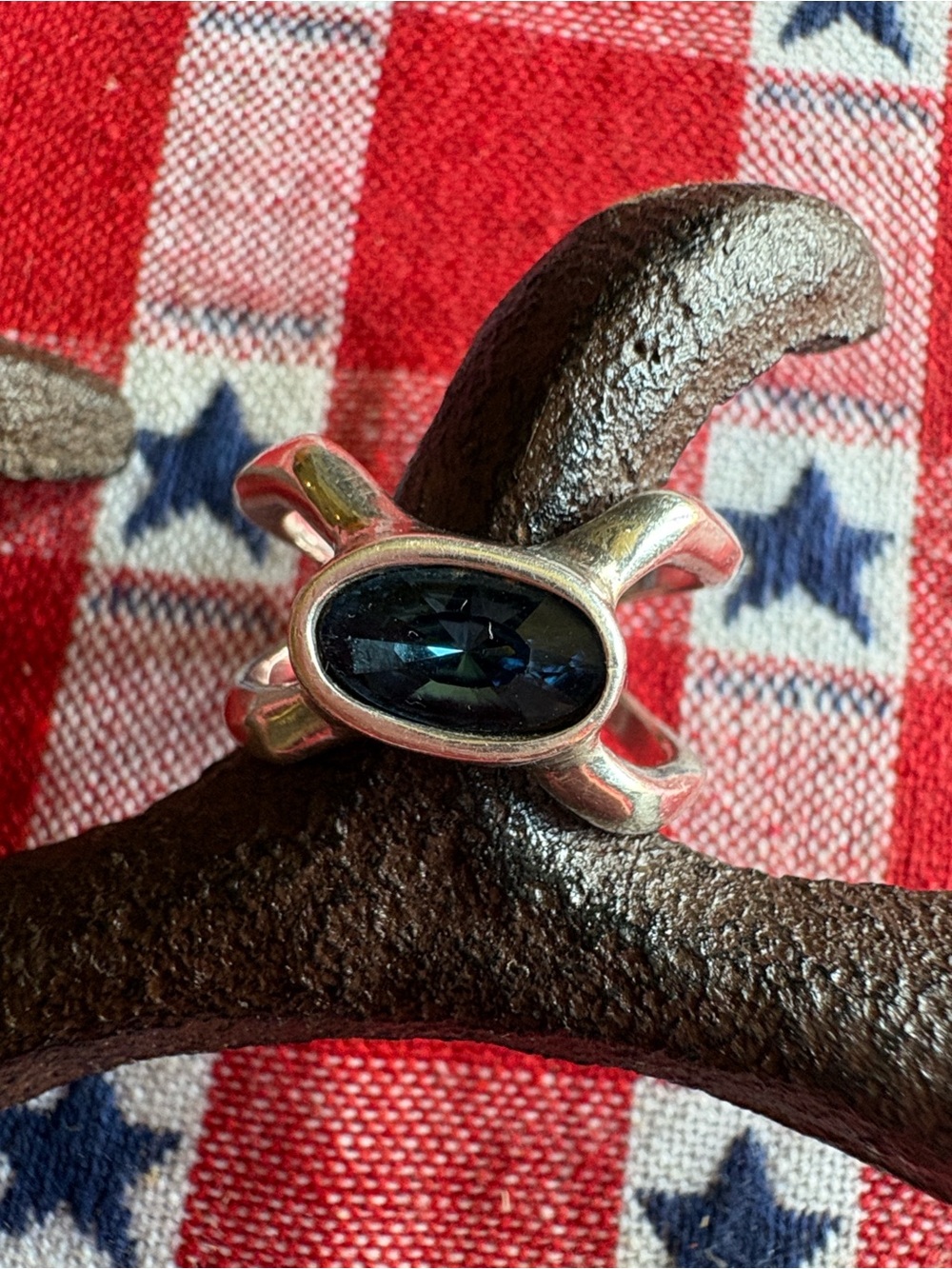 UNO de 50 Silver Ring with Dark Blue Stone. GORGEOUS!!!!